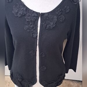 Options by Shani Black Knit Sweater With Lace Flowers    Size M